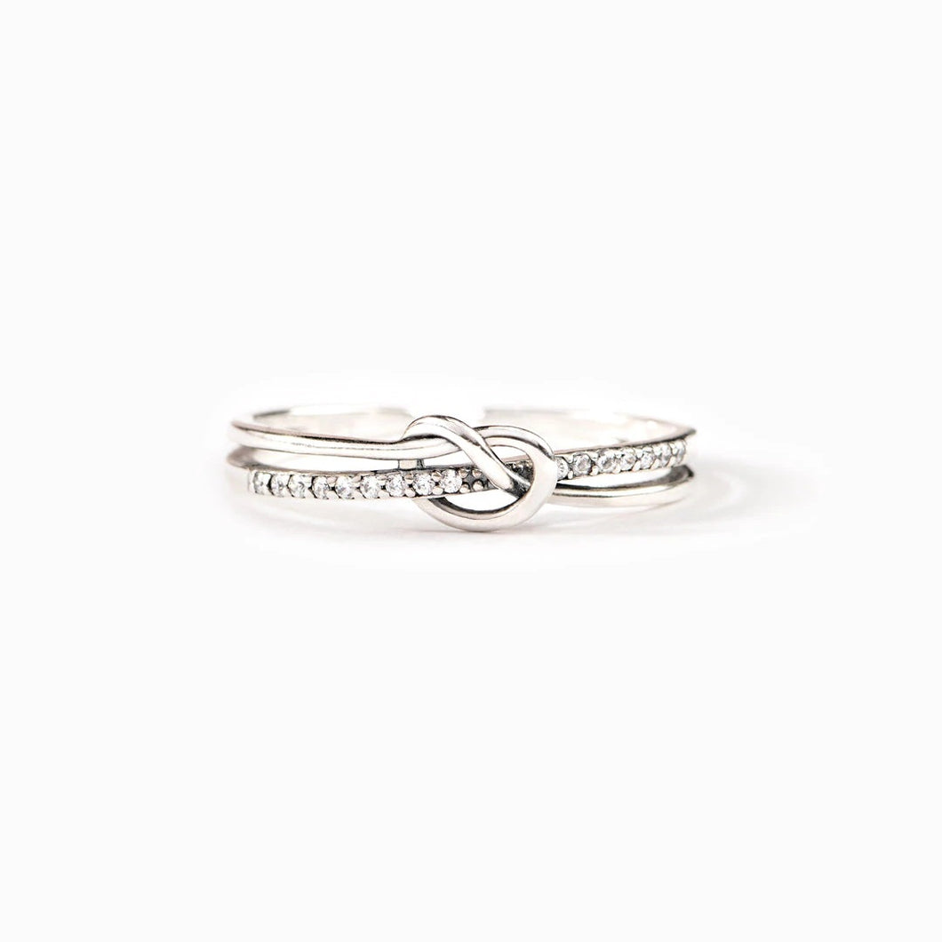 S925 sterling silver double knot wrapped ring