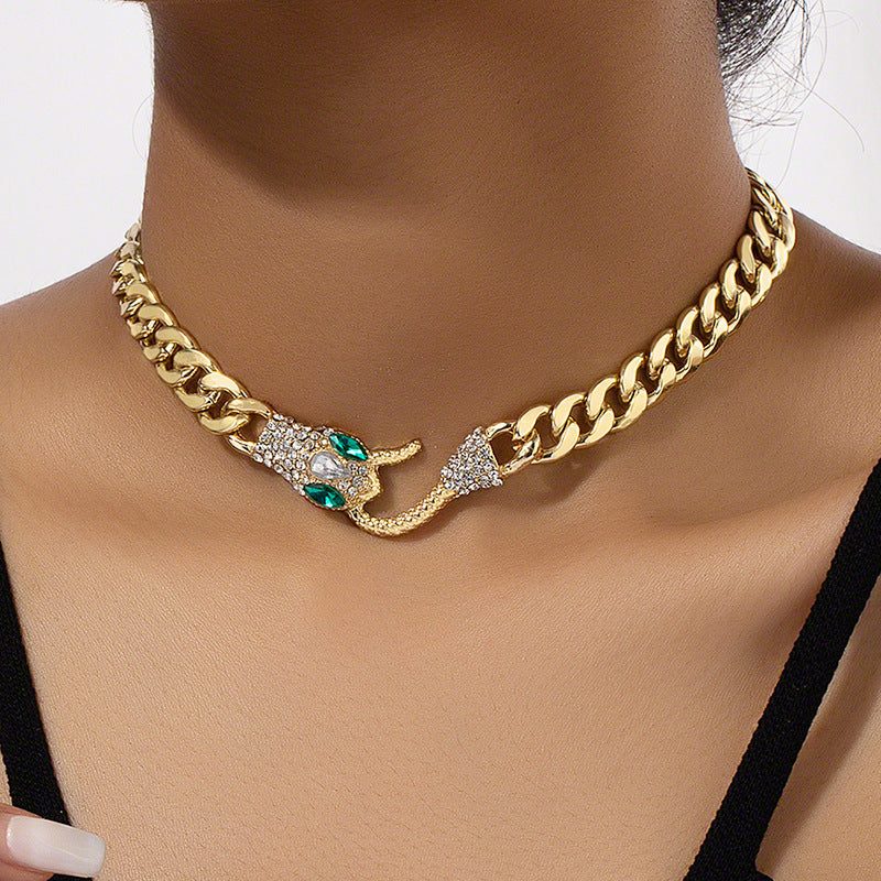 Snake-shaped Metal Chain Necklace