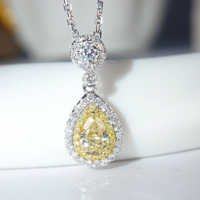 Pear-shaped topaz pink diamond necklace