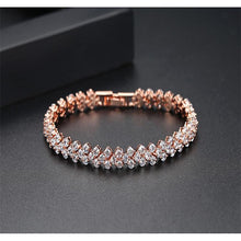 Load image into Gallery viewer, Heart-shaped diamond inlaid silver plated Roman bracelet
