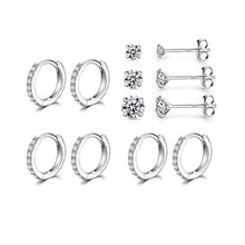 Load image into Gallery viewer, 3 Pairs Sterling Silver Small Hoop Earrings
