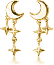Load image into Gallery viewer, Silver Tiny Moon Star Earrings
