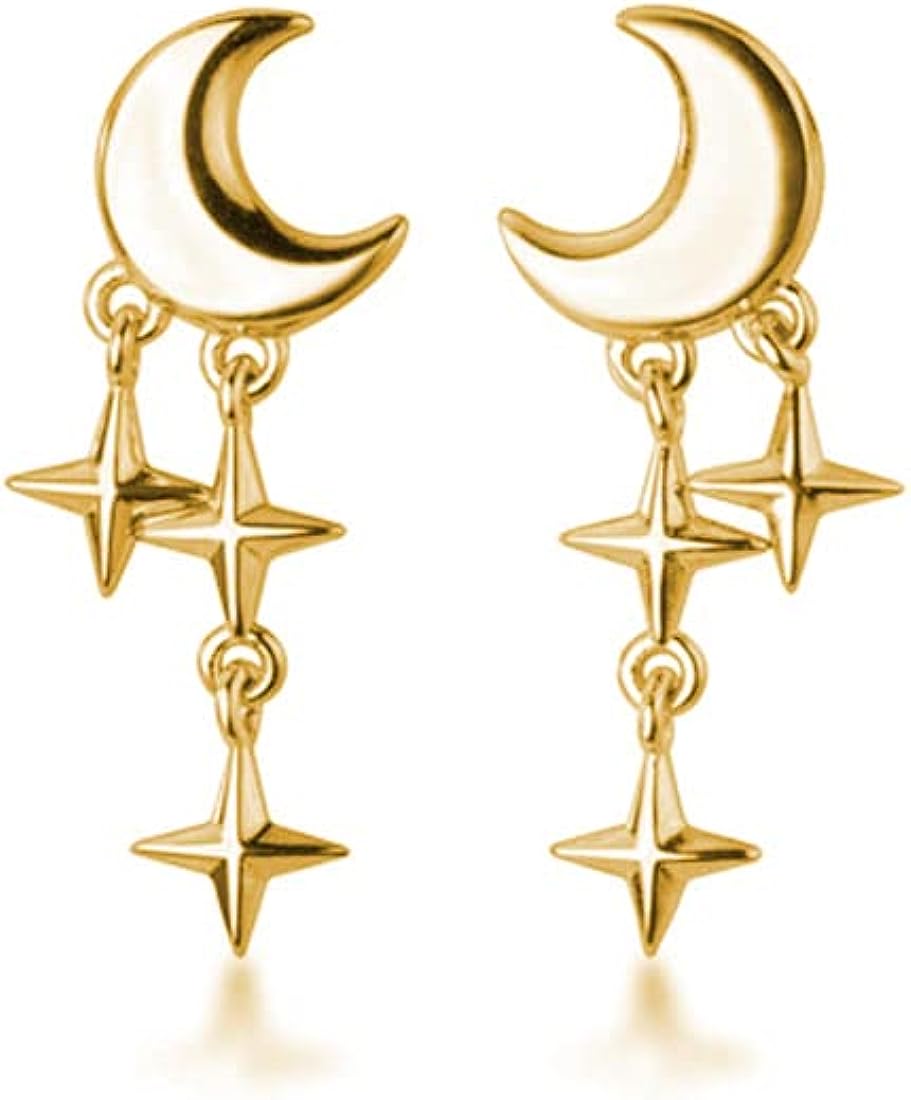 Silver Tiny Moon Star Earrings