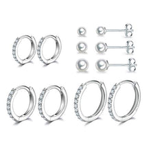 Load image into Gallery viewer, 3 Pairs Sterling Silver Small Hoop Earrings

