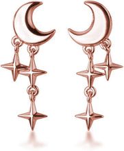 Load image into Gallery viewer, Silver Tiny Moon Star Earrings
