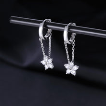 Load image into Gallery viewer, Silver Flower Chain Drop Earrings
