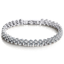 Load image into Gallery viewer, Heart-shaped diamond inlaid silver plated Roman bracelet
