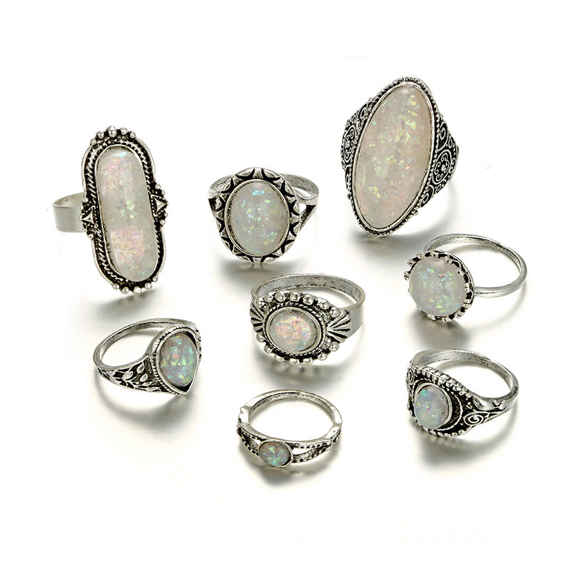 Gemstone Set 8-piece Ring