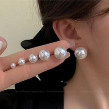 Load image into Gallery viewer, Silver needle vintage pearl stud earrings
