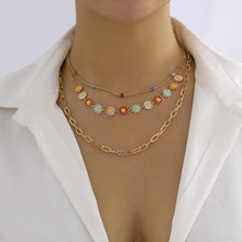 Load image into Gallery viewer, Colorful Daisy Multi layered Necklace
