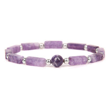 Load image into Gallery viewer, Natural amethyst rectangular bracelet
