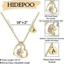 Load image into Gallery viewer, Gold Plated Colorful Heart Pendant Unicorn Necklaces
