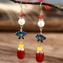 Load image into Gallery viewer, Red fringed earrings
